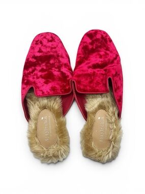 Anthropology Farylrobin Ronda Velvet Slippers Size 8 M Red